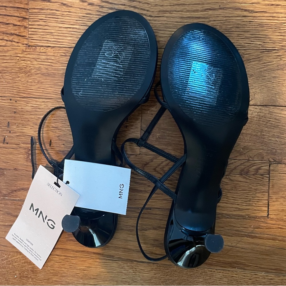 NWT Mango Heeled leather sandals with straps - Picture 8 of 11